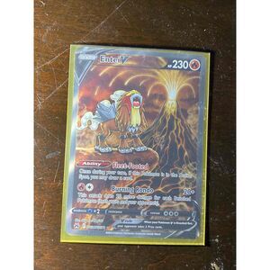 Pokemon Gold Entei V Full Art Trading Card HP 230 Ability Fleet-Footed
